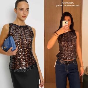 REFORMATION NEW Lisa Knit Top in Black